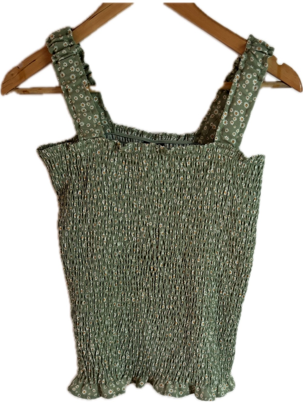 Far West Smocked Sage Green Floral Blouse